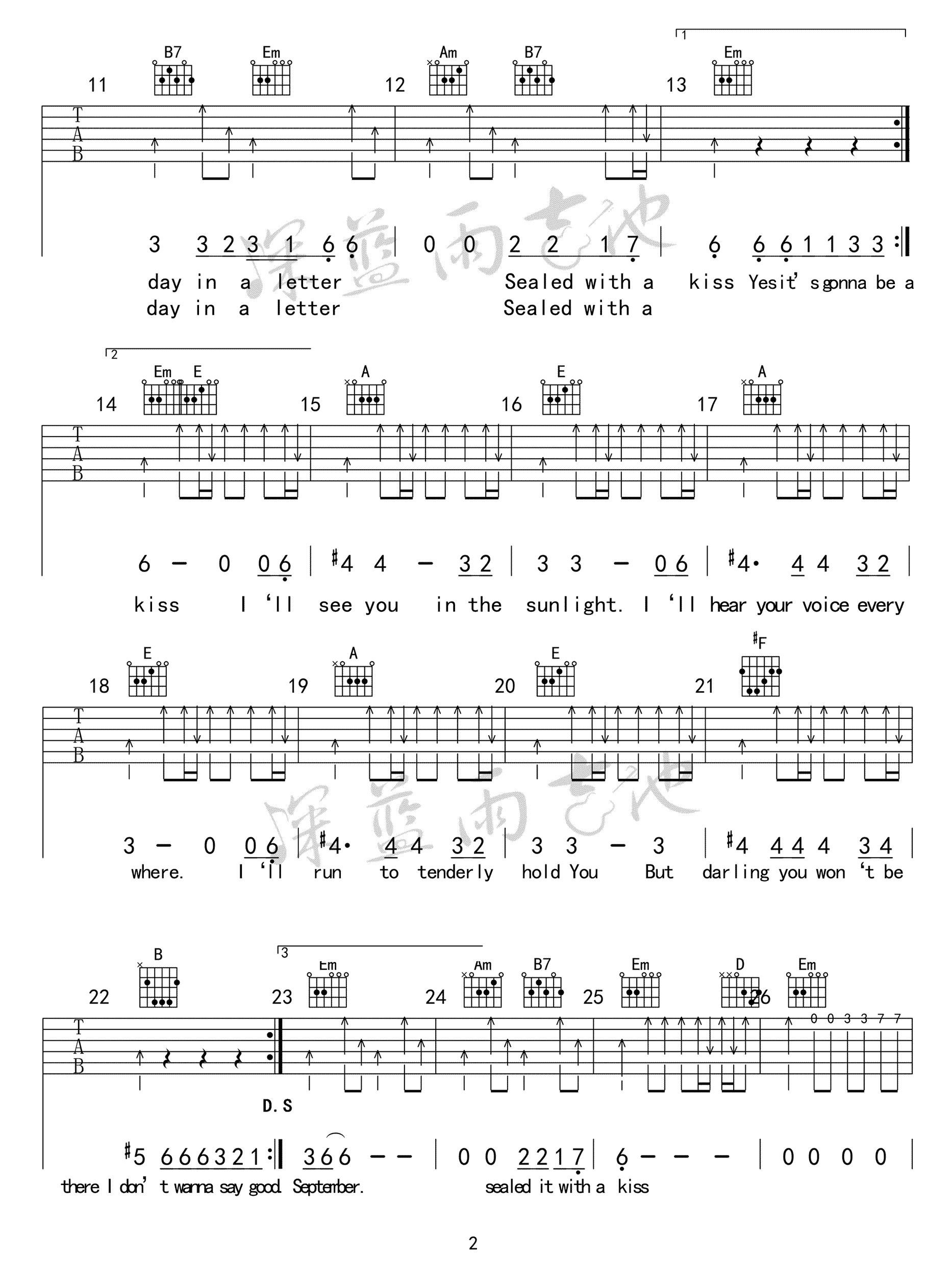 Sealed With A Kiss以吻封缄吉他谱