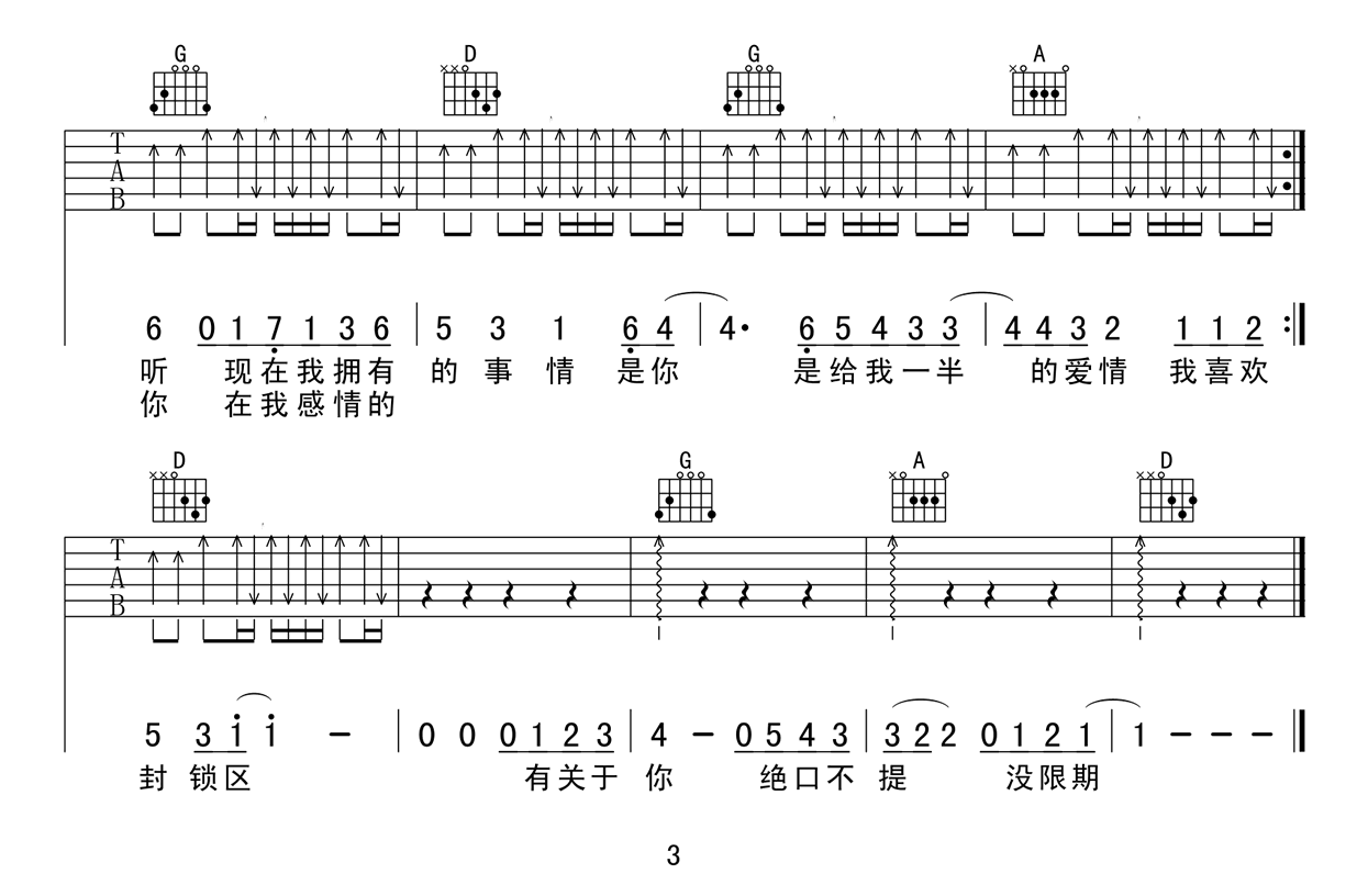 独家记忆吉他谱