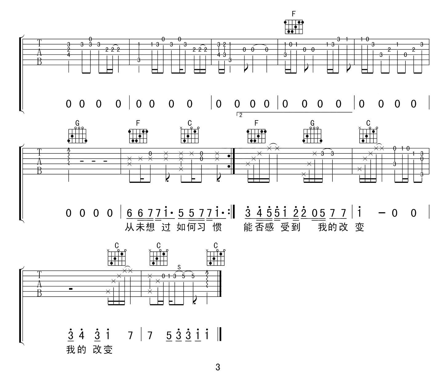 祈愿吉他谱