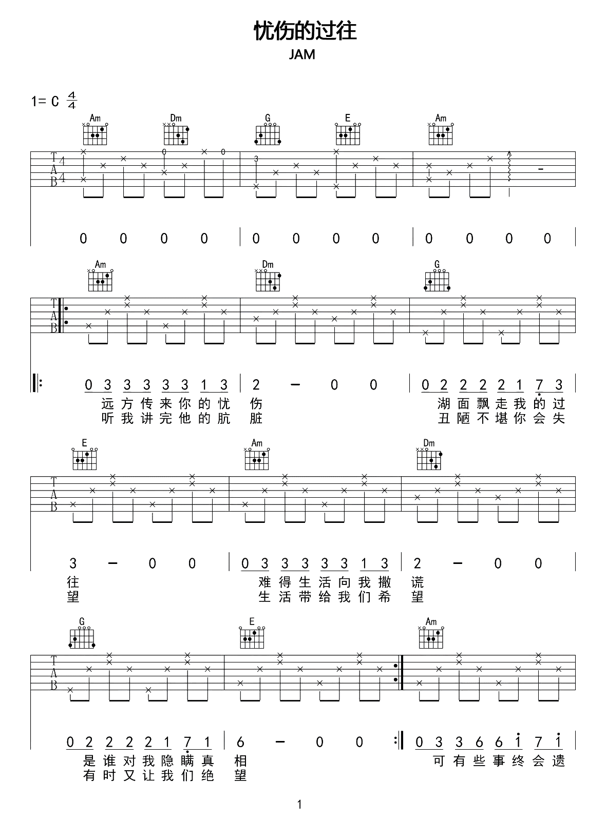 喜剧吉他谱