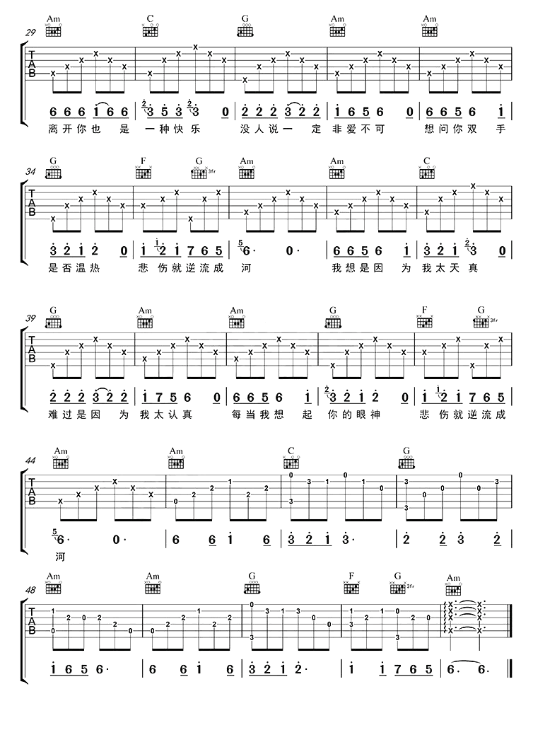 逆流成河吉他谱