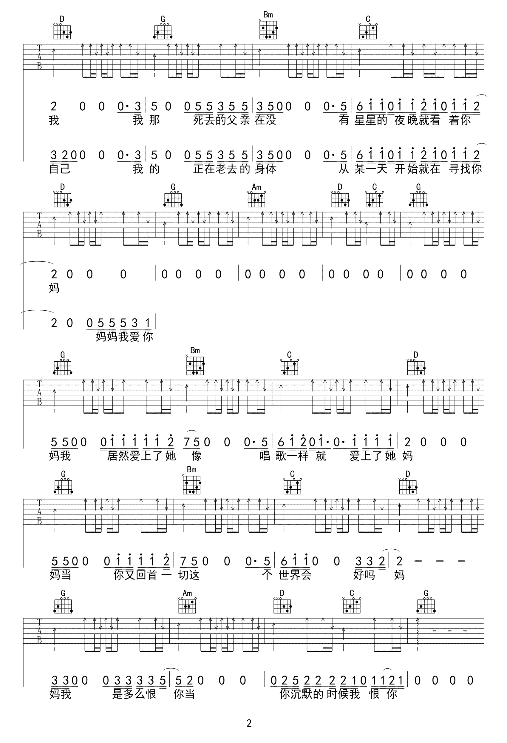 这个世界会好吗吉他谱